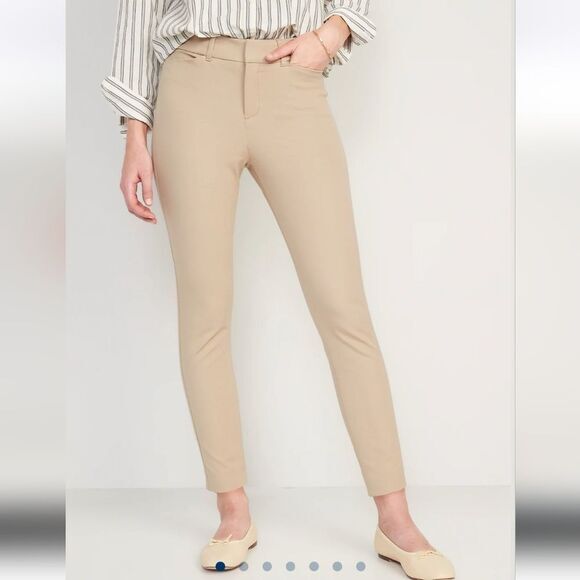 Old Navy -1326 NWT‎ High-Waisted Pixie Skinny Ankle Pants Mocha Taffy Beige Sz 6 - Picture 1 of 11